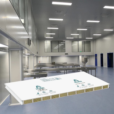 Modulaire salle blanche panneau mural sandwich et panneau piétonnable pour l' atelier alimentaire pharmaceutique salle blanche 50 mm laine de roche